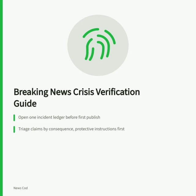 Checklist for verifying breaking news claims and crisis facts. Breaking news and crisis verification guide