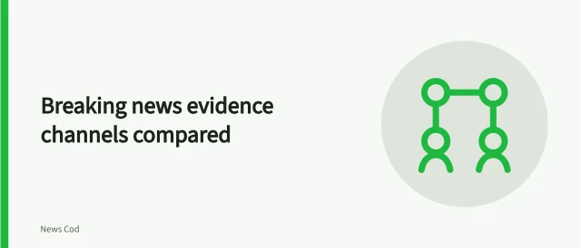 Comparison of breaking news evidence channels: alerts, sensors, dispatch, and official reports. Breaking news evidence channels compared