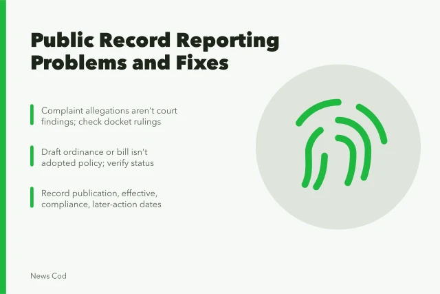 Checklist of public record reporting errors and verification steps. Common public record reporting problems, and how to avoid them
