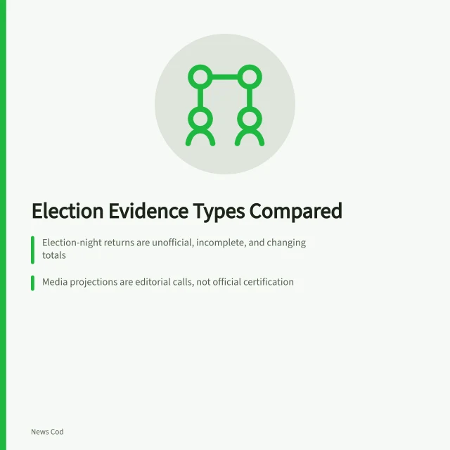 Comparison of election evidence types from returns to certification. Election and political evidence types compared