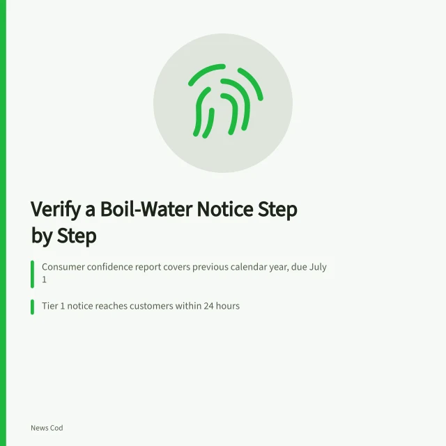 Checklist comparing a boil-water notice, annual water report, and SDWIS violation record. EPA Water Quality Reports: How to Verify a Local Utility's Boil-Water Notice