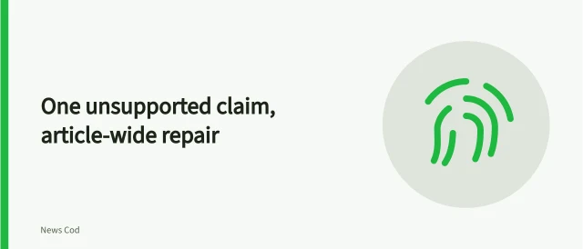 Card summarizing a circular citation correction case and article-wide repair steps. Fictional case: correcting a circular citation that became a fact