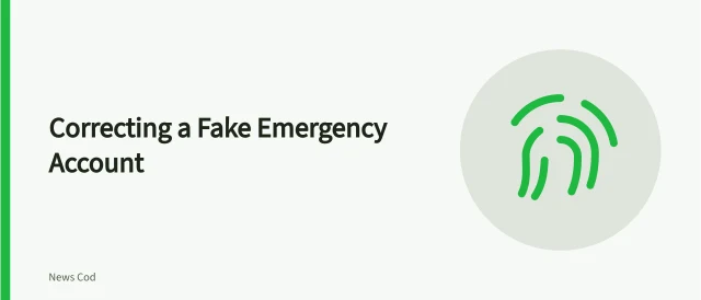Card on correcting a fake emergency-agency account and verifying alerts. Fictional case: correcting a fake emergency-agency account
