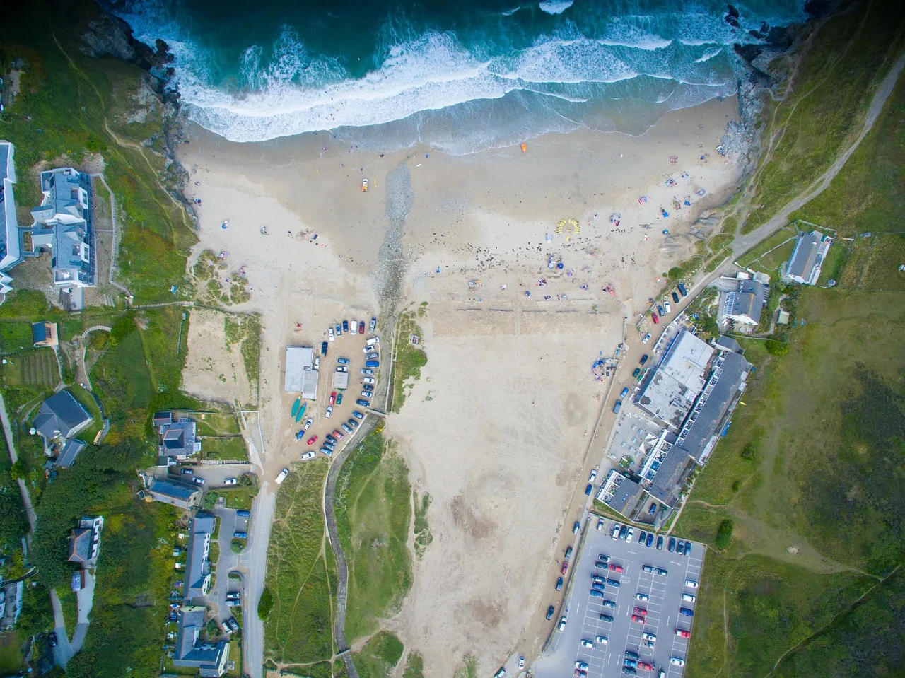aerial view, birdseye view, beach, sea, cornwall, sand, drone, nature, map, satelite. A visual geolocation workflow for place and time