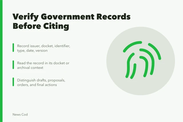 Checklist for verifying government records, documents, and citations. Government records and public documents verification guide