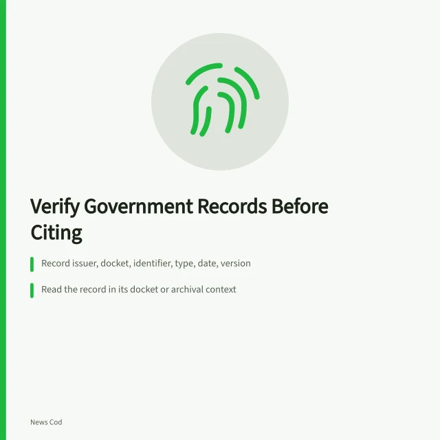 Checklist for verifying government records, documents, and citations. Government records and public documents verification guide