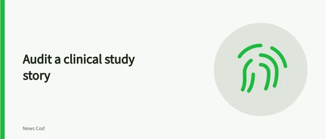 Checklist card for auditing clinical study claims against registry and protocol data. How to audit a clinical study story before it runs