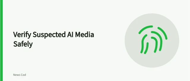 Card outlining steps to verify suspected AI images, video, and audio. How to verify suspected AI images, video, and audio