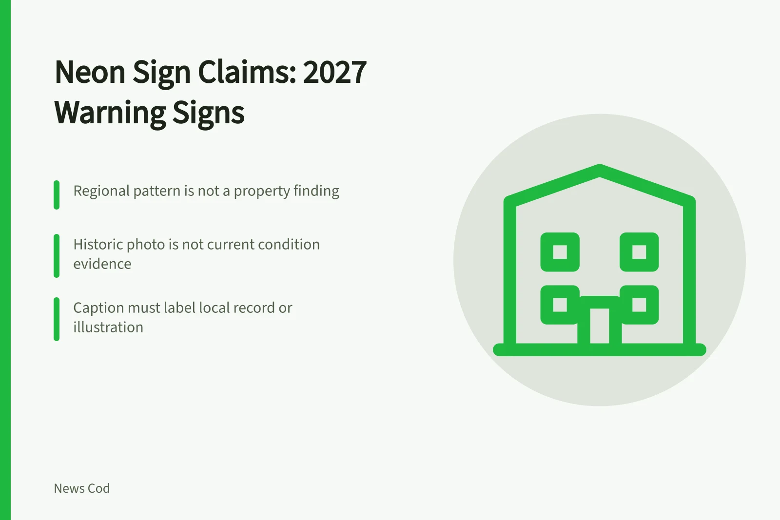 Neon sign restoration claim warning card with editorial checks. Neon sign restoration: 2027 warning signs of a regional claim gone too far