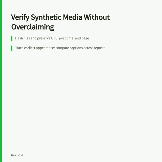 Card on synthetic media verification steps for reporters. Synthetic media verification: a working guide for reporters