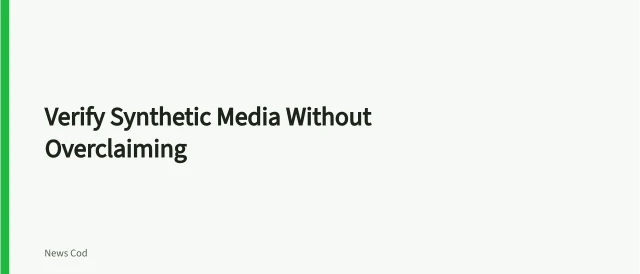 Card on synthetic media verification steps for reporters. Synthetic media verification for reporters: evidence lanes and bounded findings