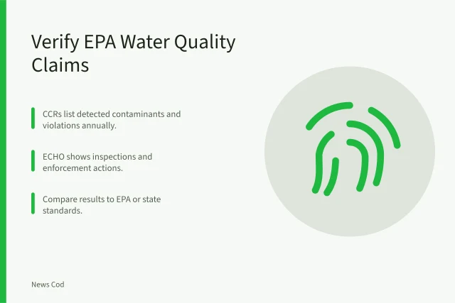 Checklist for verifying EPA water quality reports and local claims. EPA Water Quality Reports: A Verification Checklist for Local Claims
