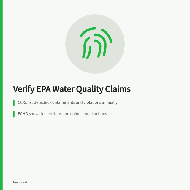 Checklist for verifying EPA water quality reports and local claims. EPA Water Quality Reports: A Verification Checklist for Local Claims