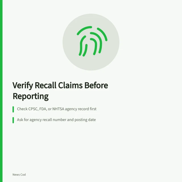 Checklist for verifying product recall claims against agency records. How to Verify a Product Recall Claim Before You Report It