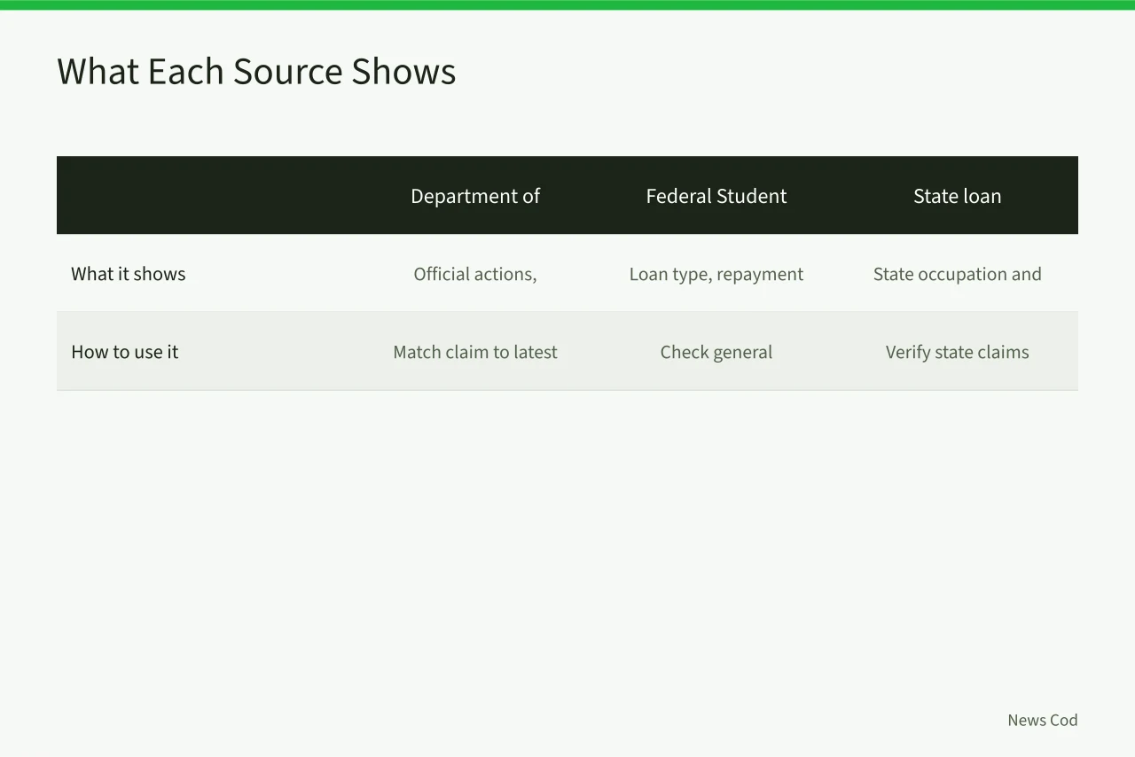 Comparison table of three loan forgiveness information sources (Student Loan Forgiveness Claims: Check State and Federal Sources First)